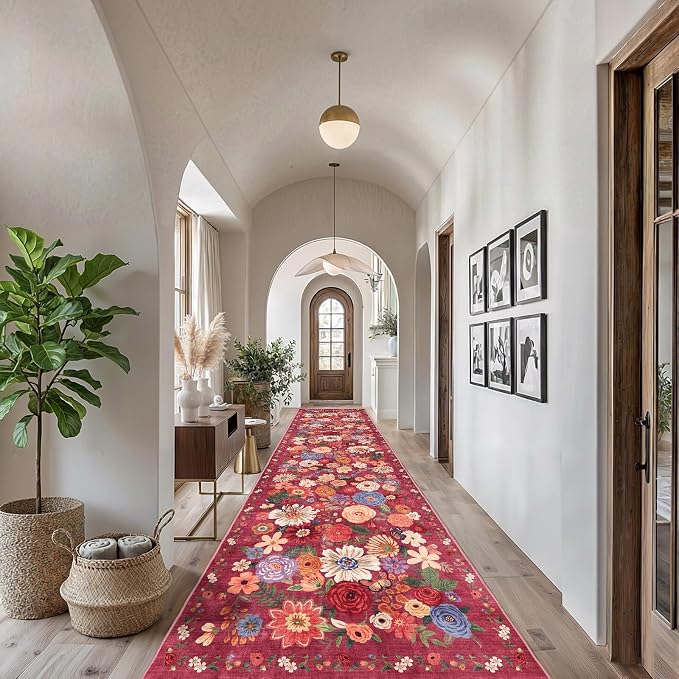 Rug for Hallways Kitchen Runner Rug 2'6"x14' | Rubber Backing; Non Slip; by WelcometoBabovid