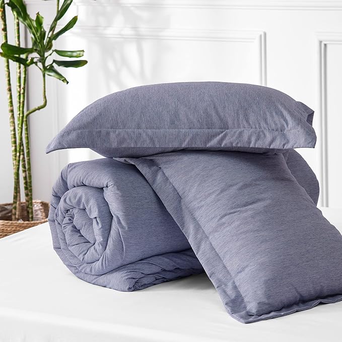 Bedsure Full Comforter Set - Denim Grey Soft Bedding for All Seasons, Cationic Dyed Bed Set, 3 Pieces, 1 Full Size Comforter (82"x86") and 2 Pillow Shams (20"x26"+2")
