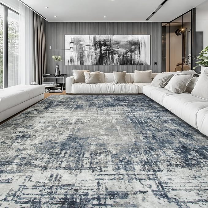 Aelenmu 10x14 Area Rugs for Living Room Dining Room Washable Blue Grey | Soft - Image 2
