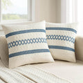 MIULEE Set of 2 Coastal Blue Boho Decorative Pillow Covers 18x18 Inch | by MIULEE