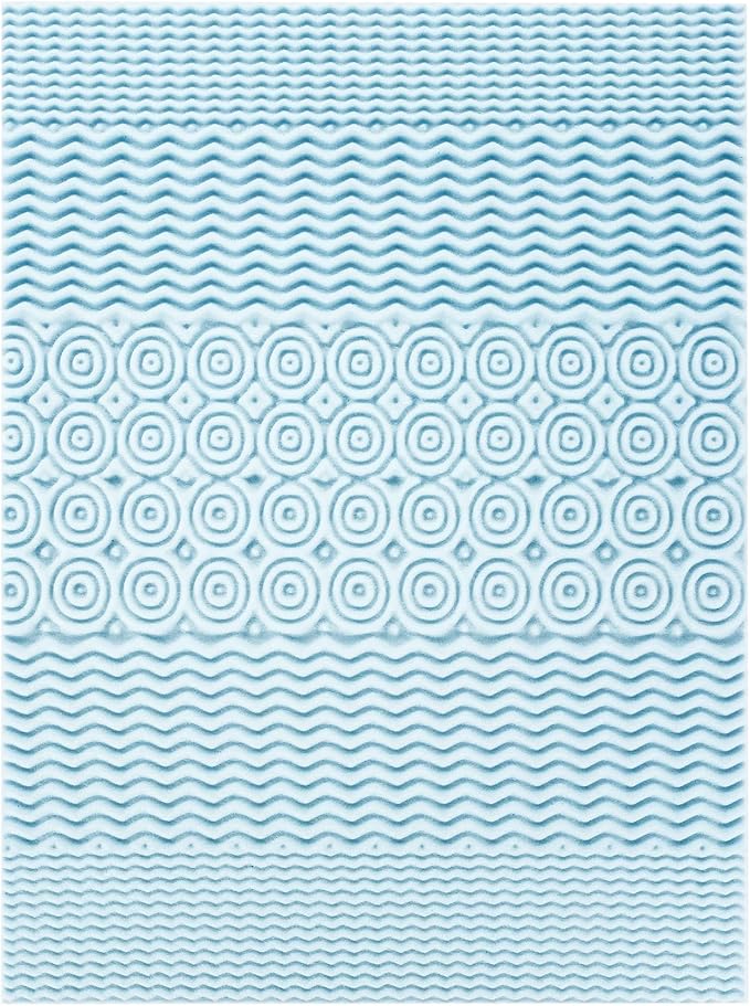 Mellow 1.5 Inch 5-Zone Memory Foam Mattress Topper, Cooling Gel Infusion, Queen, Blue