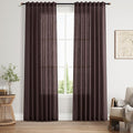 Linen Curtains 84 Inch Long, Coffee Brown, 2 Panels 52x84 | Living Room by Nanspring