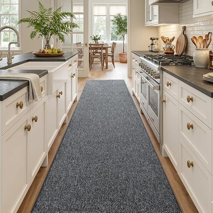 2x10 Black/White Runner Rug Washable Non-Slip - Image 2