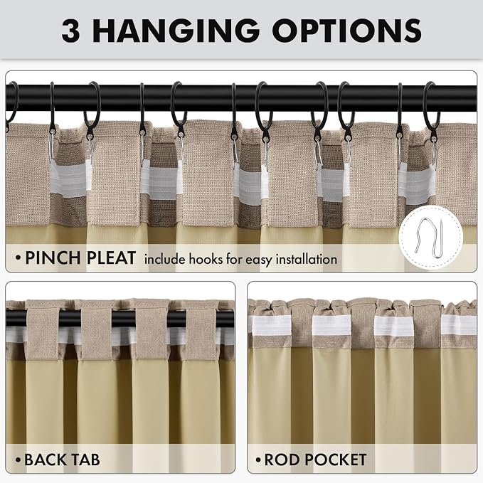 MIULEE 100% Blackout Linen Curtains 42 x 72 Inch Copper Brown 2 Panels | - Image 5
