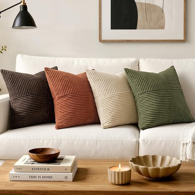 MIULEE Natural Beige Decorative Euro Sham Pillow Covers 24x24 Inch 2 Pack | - Image 5