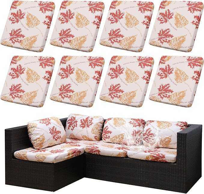8Pcs Outdoor Cushion Covers, Elastic Patio Cushion Covers | Washable, by dreahoteztil