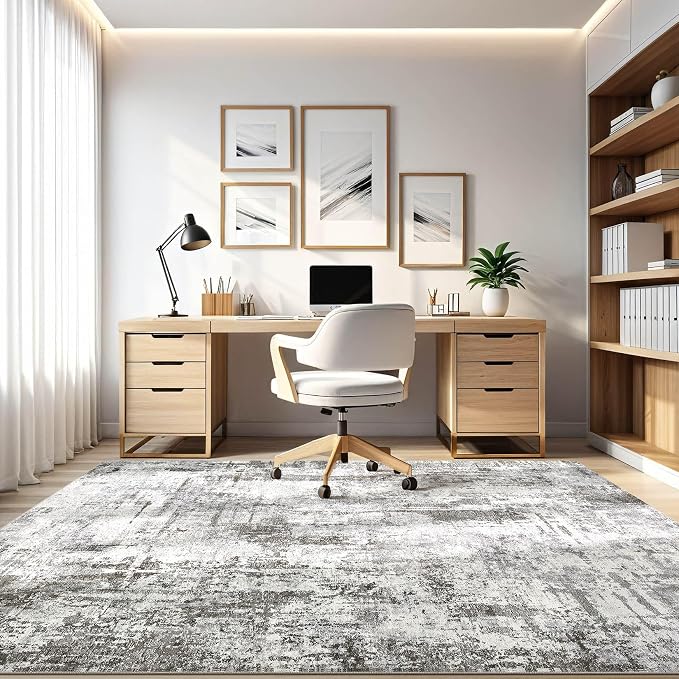 LOONGRUG 5x8 Area Rug Washable Neutral Modern Living Room Rugs Grey Black | - Image 8