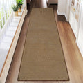Hallway Runner Rug Long Kitchen Runner Washable Dark Brown 2x8 ft | Boho Woven by YDKGL