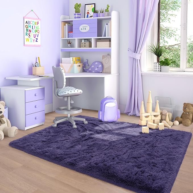 9x12 Extra Large Taro Purple Fluffy Area Rug Non-Slip - Image 6