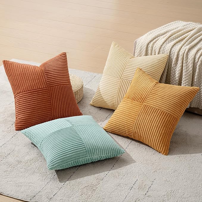 MIULEE Fall Boho Farmhouse Decorative Throw Pillow Covers 20x20 Inch 4 Packs - Image 6