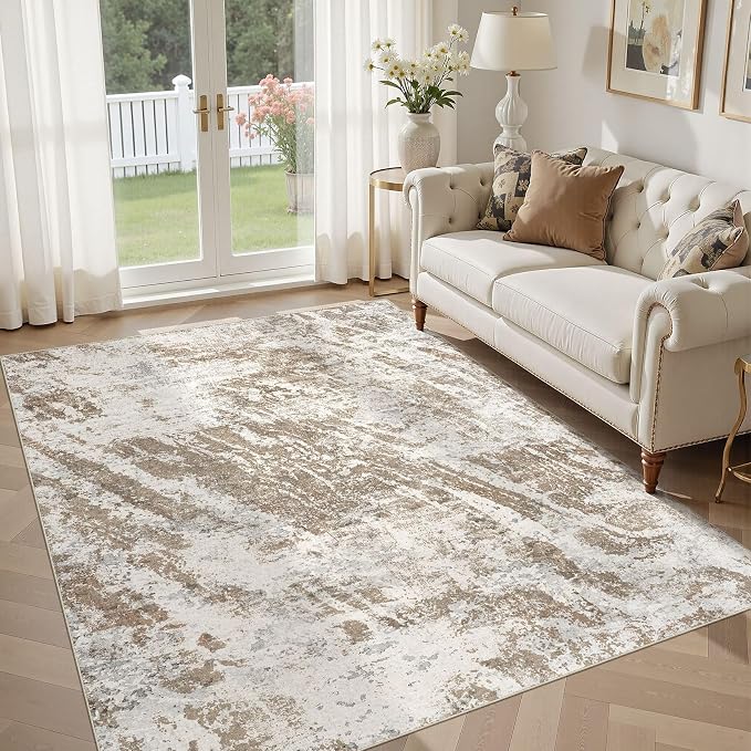 DMOYEST 5x7 Washable Area Rug: Abstract Modern Non-Slip Carpet, Soft Low Pile by DMOYEST