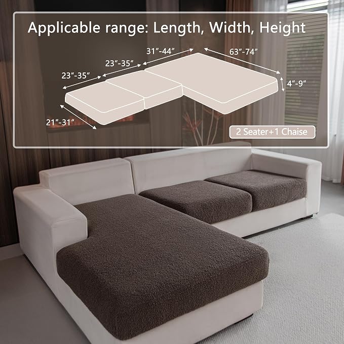 OHSIO Couch Cushion Covers for Sectional Sofa, Stretch Soft Sofa Slipcovers - Image 2
