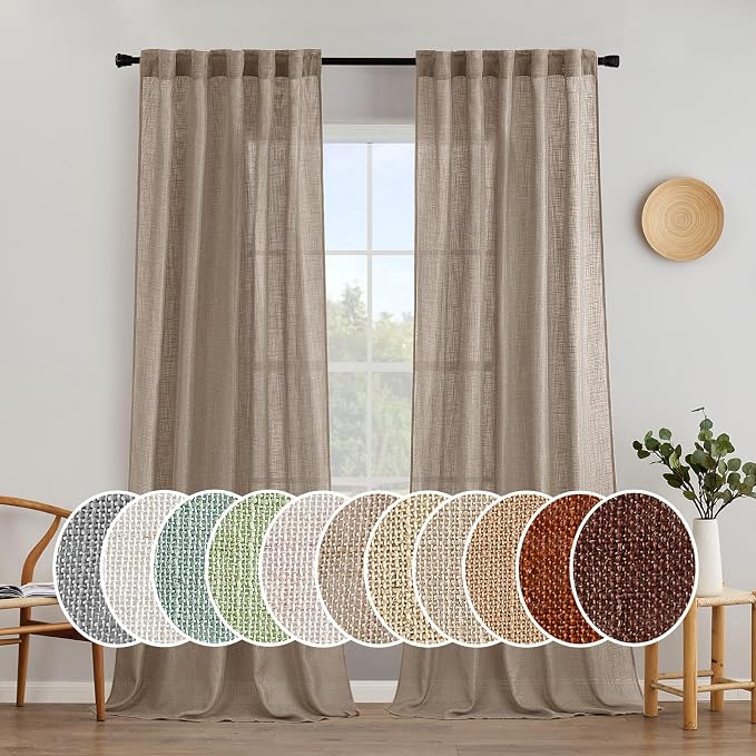 MIULEE Taupe Linen Curtains 37x90 Inch Long 2 Panel by MIULEE