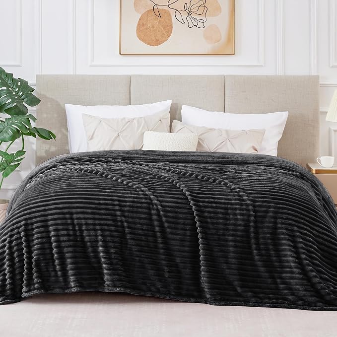 BEDELITE 3D Ribbed Jacquard Black Blankets Queen Size - Image 7
