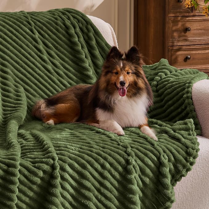 BEDELITE 3D Ribbed Jacquard Moss Fleece Twin Blanket - Image 3