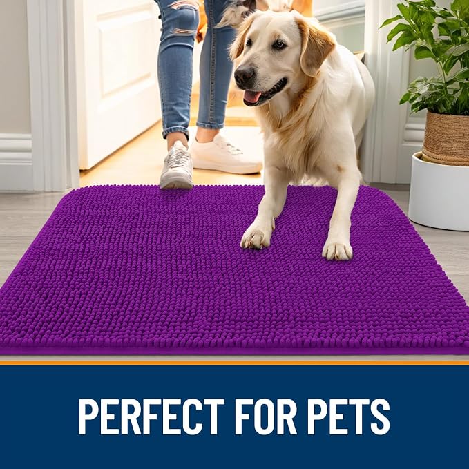 OLANLY Dog Door Mat for Muddy Paws 70x35, Super Absorbent Chenille Mud Mat | - Image 6