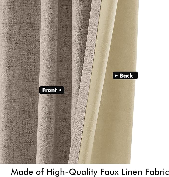 MIULEE 100% Blackout Linen Burlap Curtains - Image 6