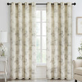 Yakamok 84 Inches Grey Floral Linen Textured Curtains by Yakamok