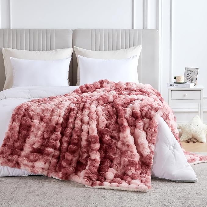 60x80 Inches Ultra-Soft Fuzzy Faux Fur Plush Twin Size Blanket - Image 6