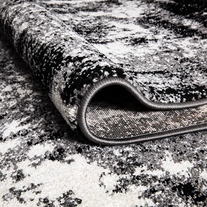 Keen Home Design Area Rugs - 8x10 Non-Shedding, Abstract Rugs for Kitchen, Living Room, Bedroom, Dining Room, Entryway - Size: 7'3" x 10'2", Abstract Black