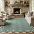 GarveeHome Scalloped Area Rugs 8x10 Large Sage Green Washable Living Room | by GarveeHome