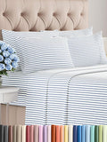 King 6 Piece Sheet Set - Comfy Breathable & Cooling - Soft Hotel Luxury Bedding Set with 8-16 Inch Deep Pockets - 1 Flat & 1 Fitted Sheet & 4 Pillowcases - Wrinkle Free & Easy Care - Blue Stripes 2