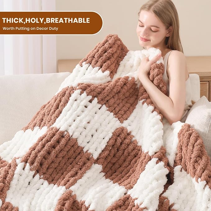 L'AGRATY Chunky Knit Throw Blanket - Image 4
