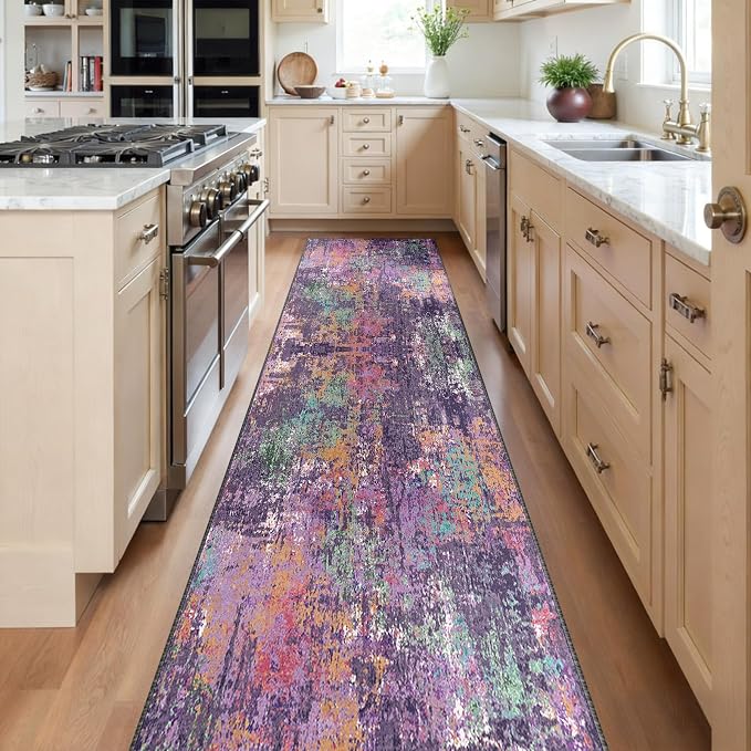 RELEANY Washable Runner 2'x8' Abstract Area Rug - Image 2