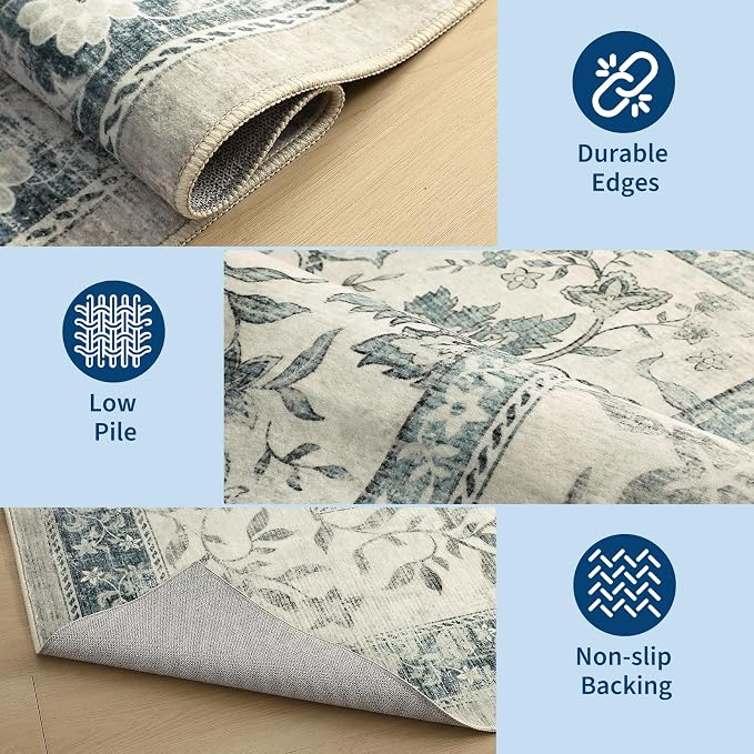 GarveeHome Vintage Blue Area Rug 10x13 - Image 6