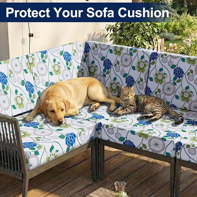 Smiry Waterproof Patio Cushion Covers, Stretch Outdoor Furniture Covers | Couch - Image 8