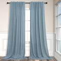 Pitalk Stone Blue Linen Blend Sheer Curtains Back Tab 52 Width by 90 Length Set by Pitalk