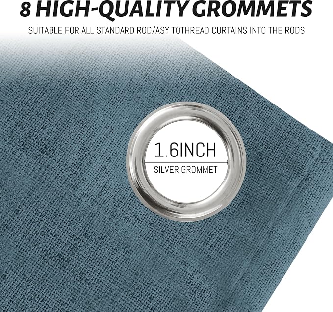 Yakamok Dusty Blue Linen Textured Curtains 84 Inches Long - Image 4