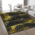 Area Rug Living Room: 4x6 Modern Washable Soft Carpet Black Gold | by FXRHLP