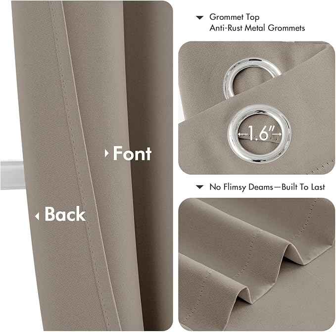 MIULEE Blackout Curtains for Bedroom 2 Panels 40 x 72 Inch Long Stone | Thermal - Image 4