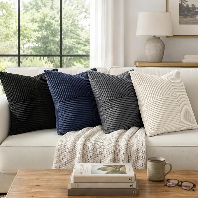 MIULEE Black Decorative Euro Sham Pillow Covers 24x24 Inch 2 Pack | Boho - Image 5