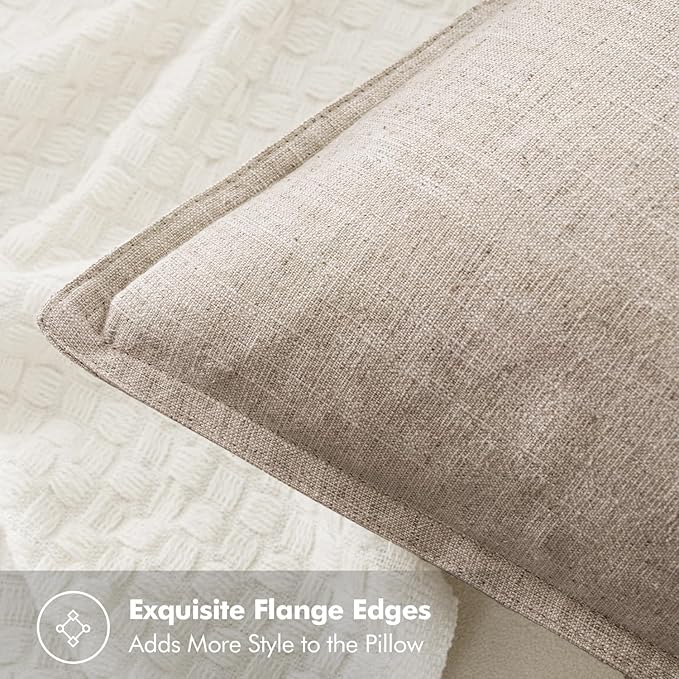 MIULEE Decorative Linen Pillow Covers 20x20 Inch Natural Linen | Boho - Image 2