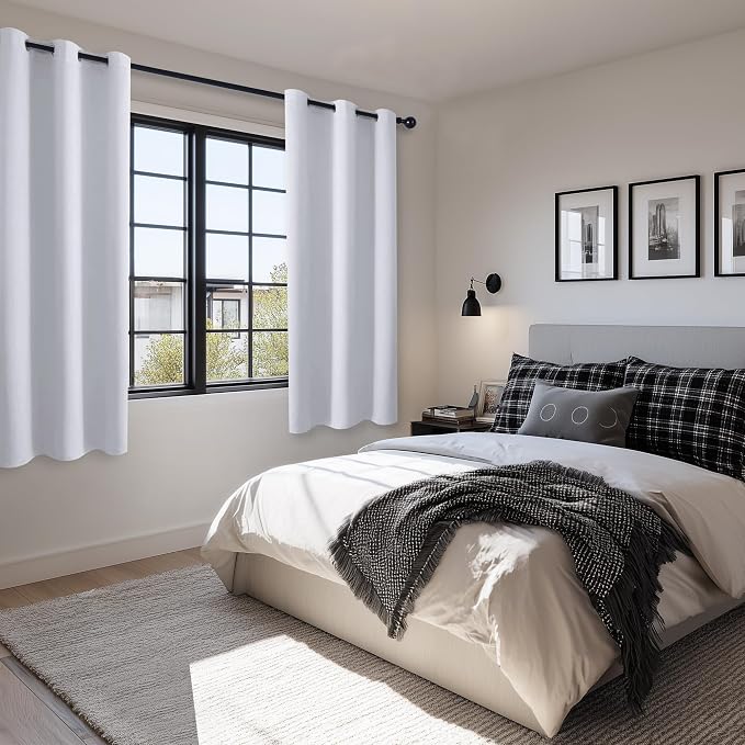 Room Darkening Curtains for Bedroom 2 Panels Greyish White, Energy Saving - Image 6