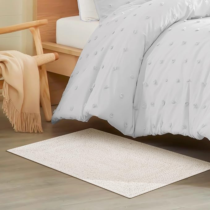 Hausattire Hand Woven Jute Braided Rug, 2x3 ft, Off-White | 100% natural jute by Hausattire