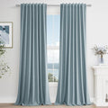 100% Blackout Linen Curtains 90 Inch Length 2 Panels Set by Guken
