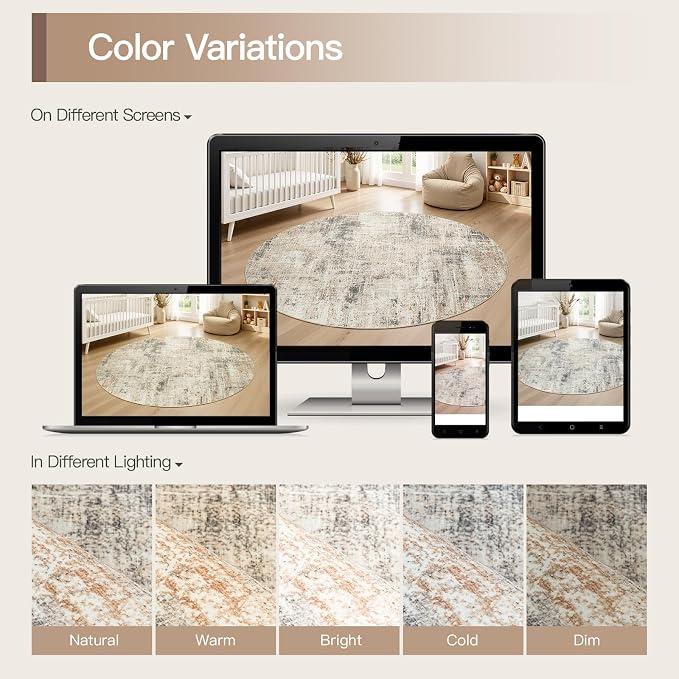 4ft Area Rug for Living Room, Abstract Washable Non-Slip Large Rugs, Dining Room - Image 8