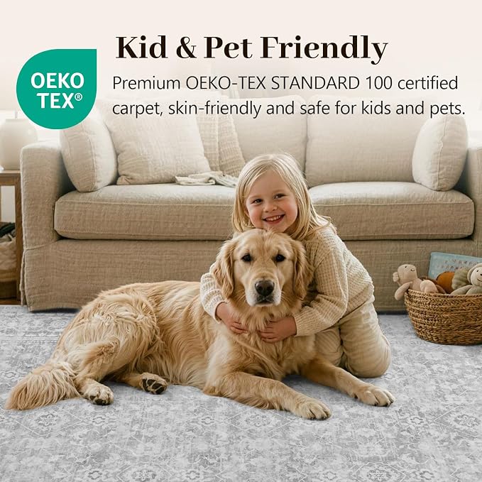4x6 Ft Area Rugs for Living Room, Soft Non-Slip Machine Washable Rug, Vintage - Image 5