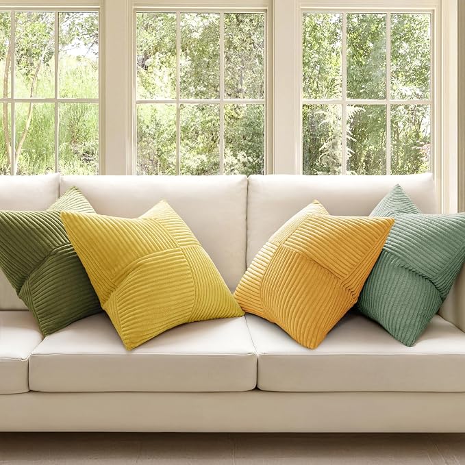MIULEE Boho Farmhouse Spring Decorative Throw Pillow Covers 18x18 Inch 4 Packs - Image 2