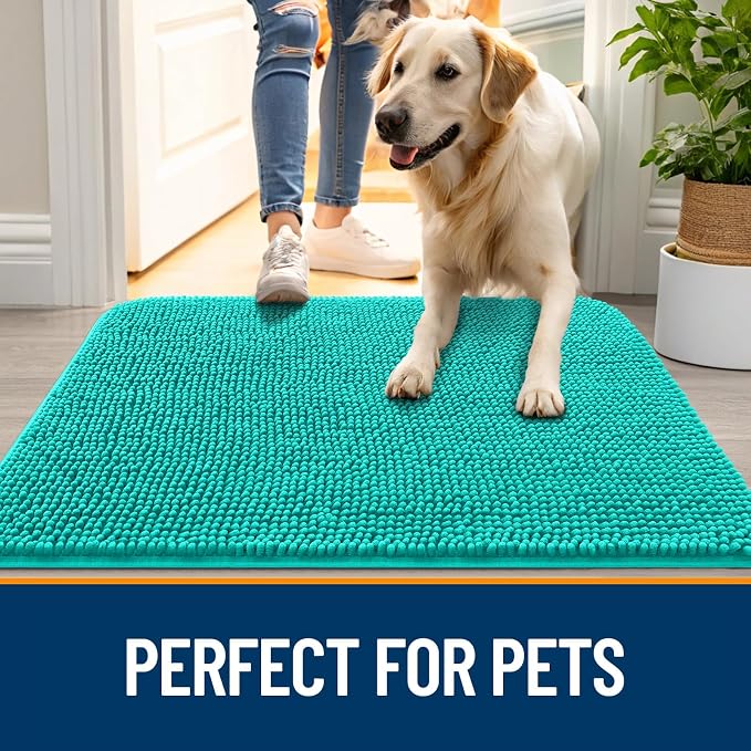 OLANLY Dog Door Mat for Muddy Paws 47x32, Super Absorbent Chenille Mud Mat | - Image 6