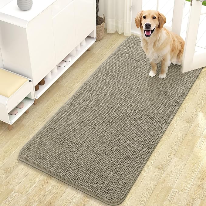 OLANLY Dog Door Mat for Muddy Paws 47x24, Super Absorbent Chenille Mud Mat | by OLANLY