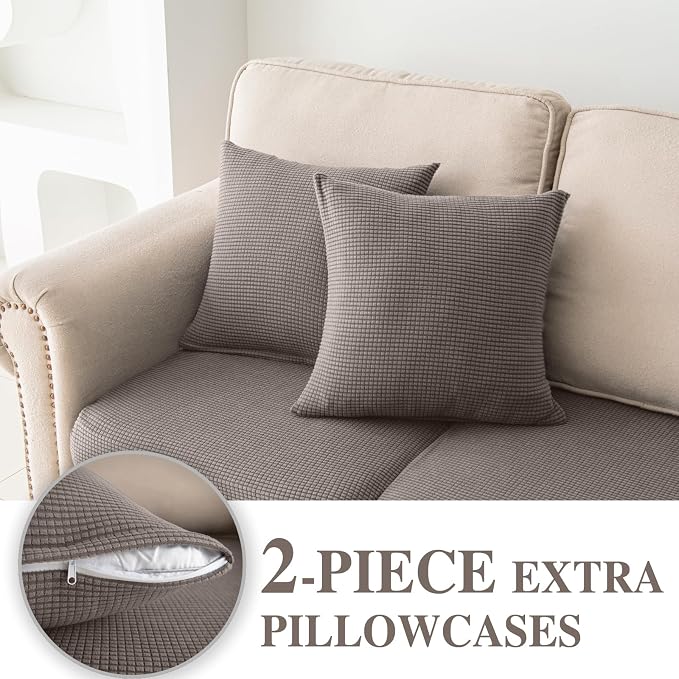 LA MEACK Couch Cushion Covers for Sectional Sofa L Shape Washable Separate Seat - Image 3