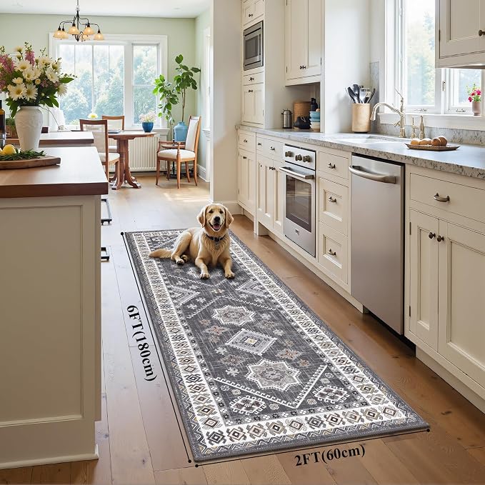HEBE Boho Kitchen Mats for Floor 24''x72'', Non Slip Washable Runner Rug | - Image 2