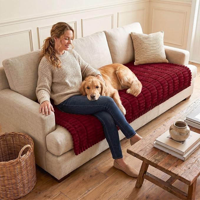 Couch Cover for Dogs, Washable Non Slip Plush Flannel Sofa Protector | Thick - Image 2
