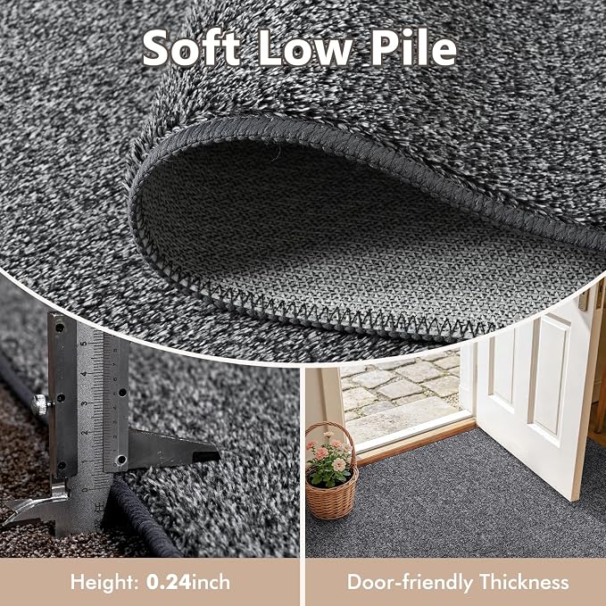 2x6 Black/White Runner Rug Washable Non-Slip - Image 4