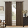 80 Inch Dark Brown Thick Linen Blackout Pinch Pleat Curtains by Twodrapes