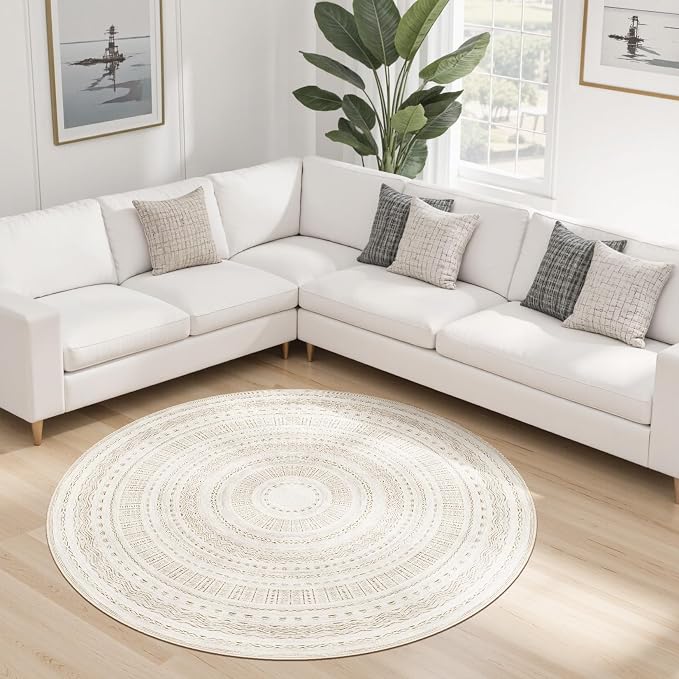 cotiled 5x5 Round Rug 5ft Circle Living Room Boho Area Rugs | Solve Modern - Image 8